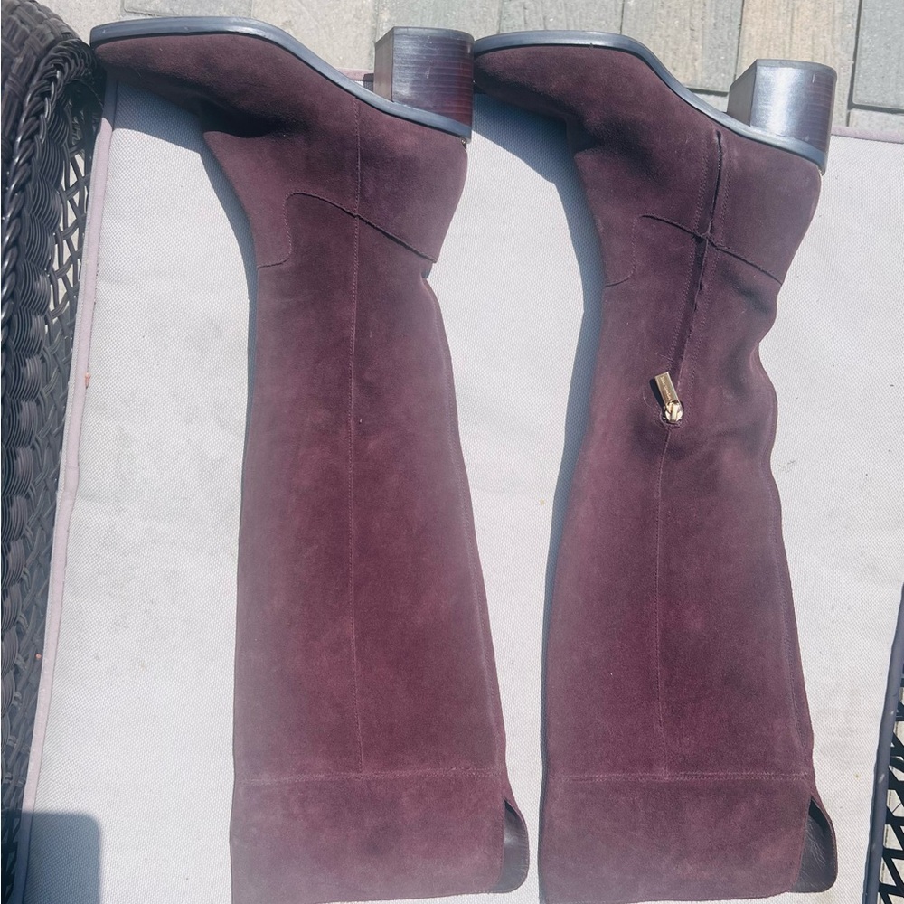Michael Kors Brown Heeled Boots with Gold Accent